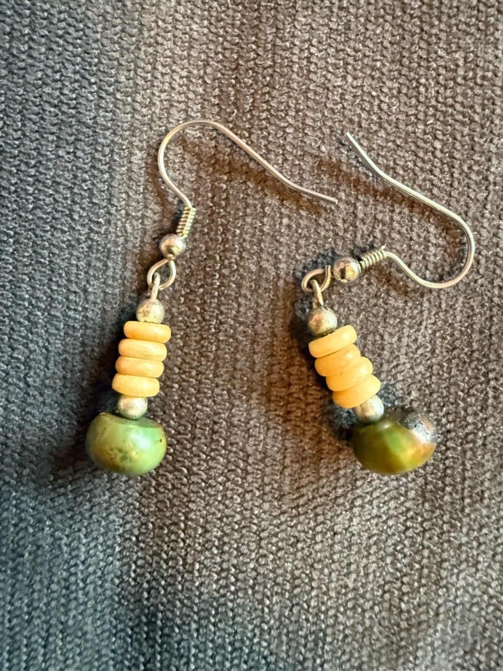 Cream and turquoise stone earrings